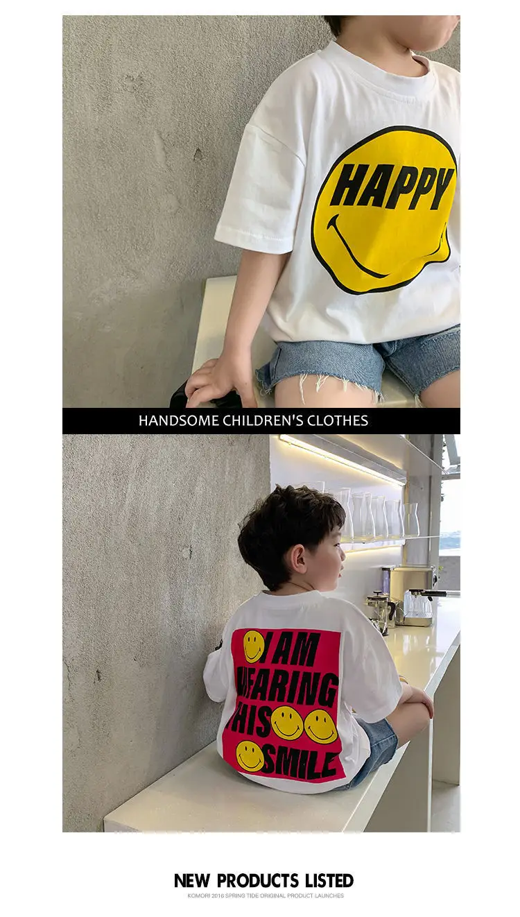 Boys Smiley T-Shirt Shorts Set White Cotton Summer 2025 — feature 4