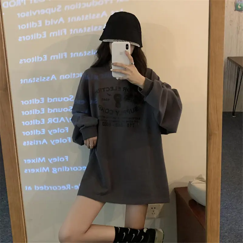 Women's Loose Sweatshirt T-Shirt with Crossbody Bag — feature 23
