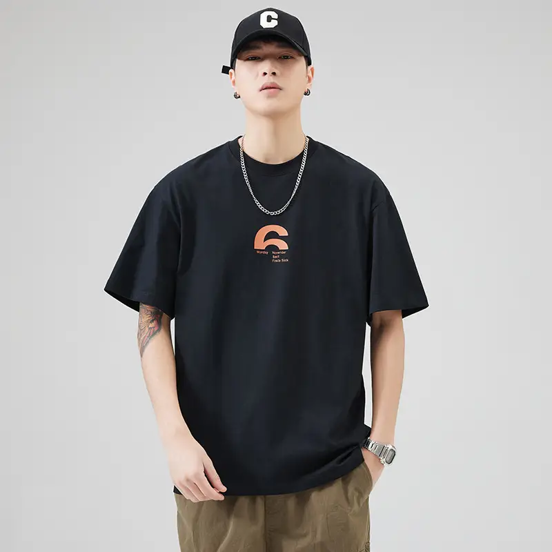 Men Navy Blue Loose Crewneck T-Shirt 2025 — feature 12