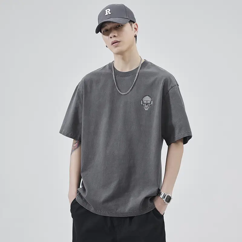 Men Navy Blue Loose Crewneck T-Shirt 2025 — feature 18