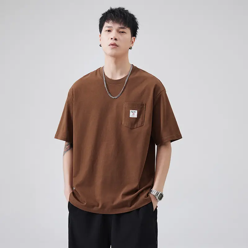 Men Navy Blue Loose Crewneck T-Shirt 2025 — feature 28