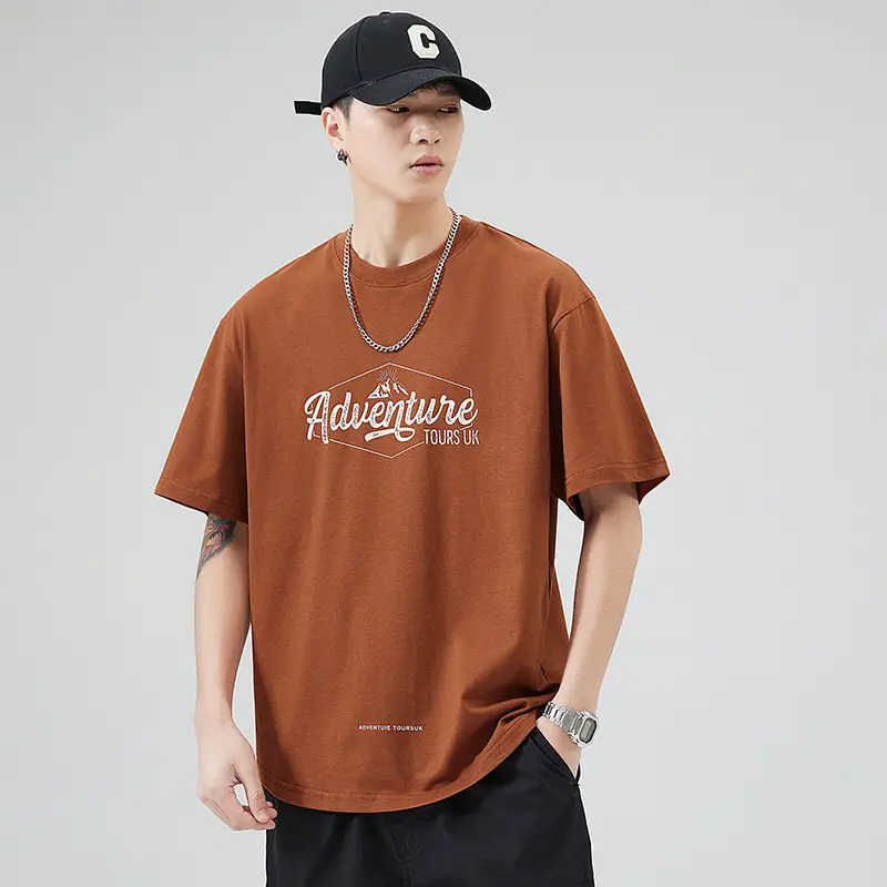 Men Navy Blue Loose Crewneck T-Shirt 2025 — feature 34