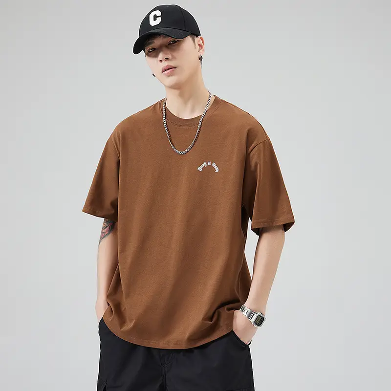 Men Navy Blue Loose Crewneck T-Shirt 2025 — feature 38