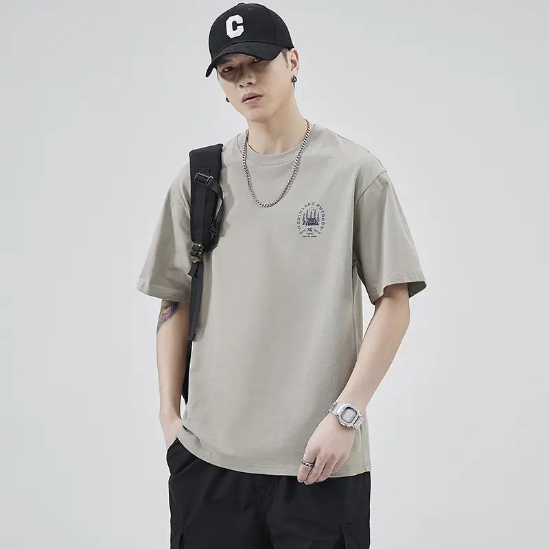 Men Navy Blue Loose Crewneck T-Shirt 2025 — feature 40