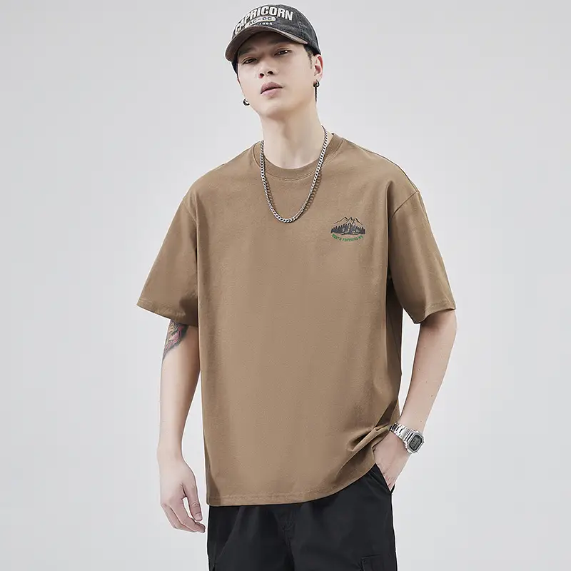 Men Navy Blue Loose Crewneck T-Shirt 2025 — feature 50