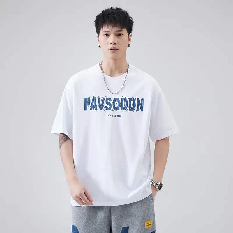 Men Navy Blue Loose Crewneck T-Shirt 2025 — feature 52