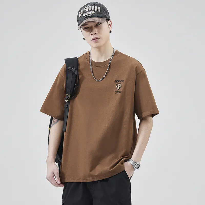 Men Navy Blue Loose Crewneck T-Shirt 2025 — feature 58