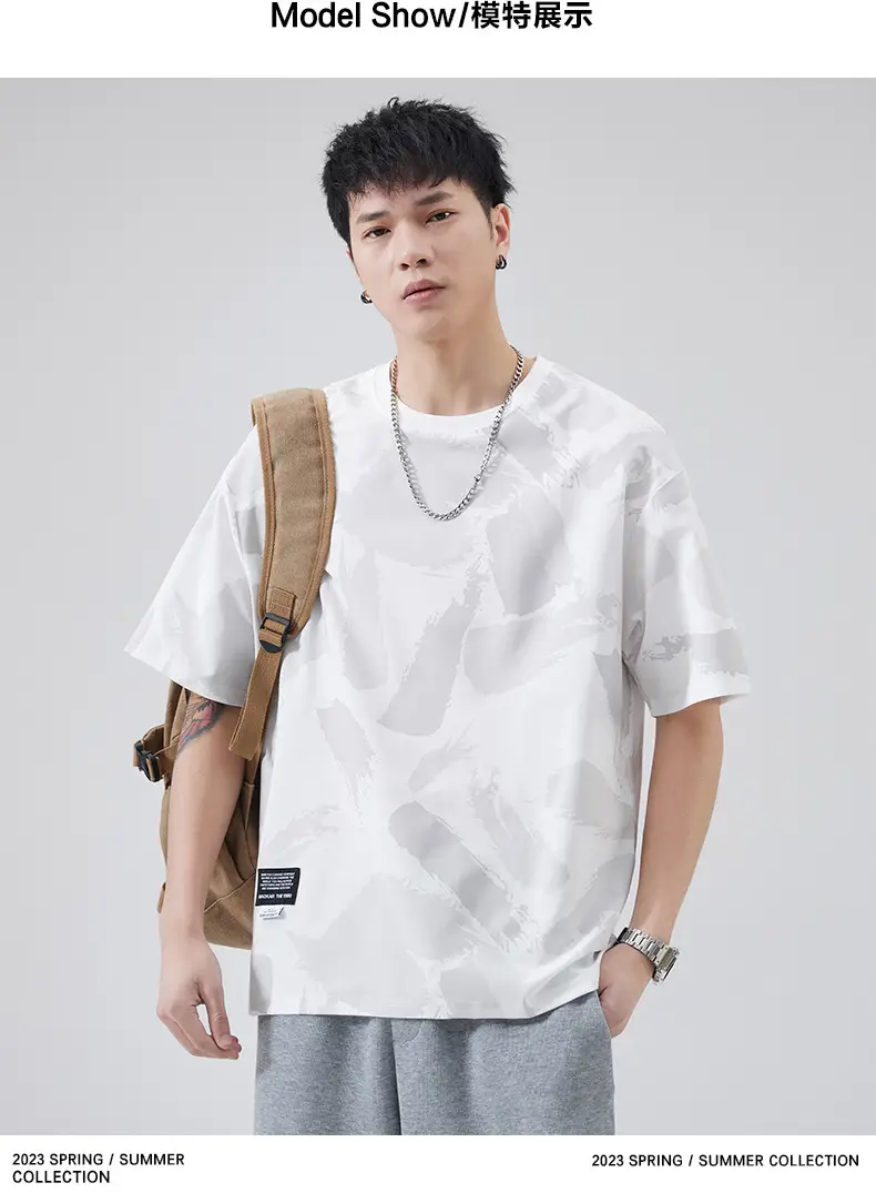 Men Navy Blue Loose Crewneck T-Shirt 2025 — feature 66