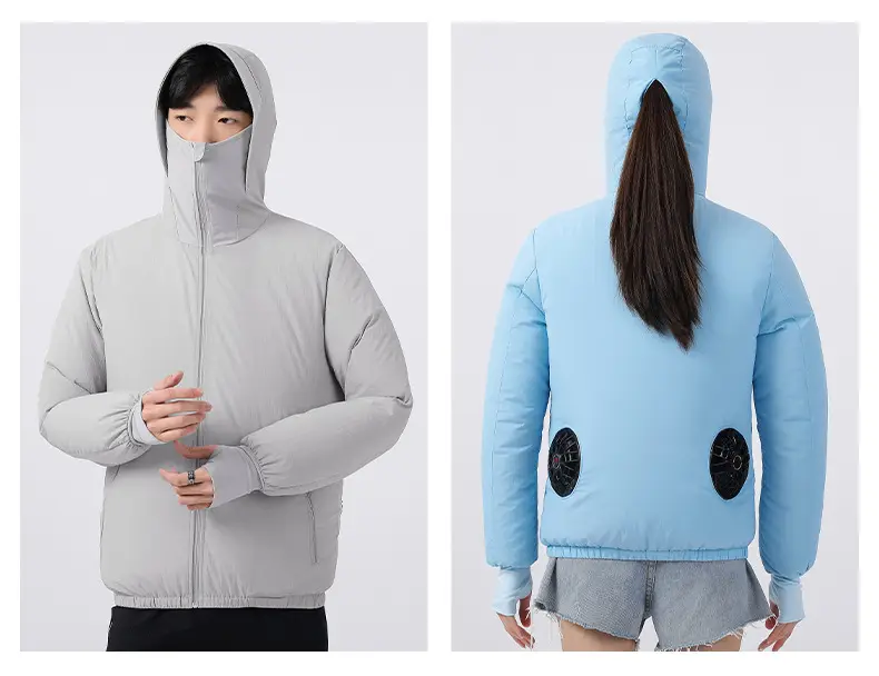 Men's Women's Hooded Zipper Jacket Yellow Summer Cooling — feature 12