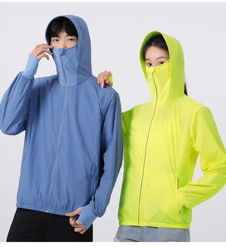 Men's Women's Hooded Zipper Jacket Yellow Summer Cooling — feature 16