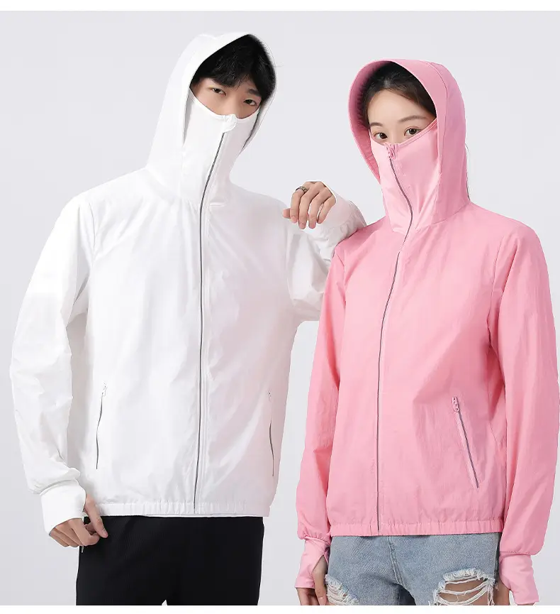 Men's Women's Hooded Zipper Jacket Yellow Summer Cooling — feature 19