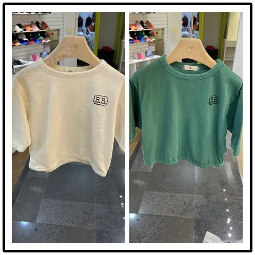 Kids Korean Style Long Sleeve Green T-Shirt - Image 5