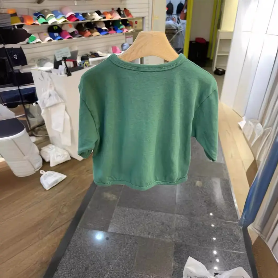Kids Korean Style Long Sleeve Green T-Shirt - Image 6