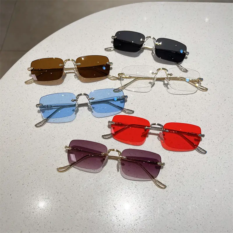 Unisex Frameless Sunglasses Red UV400