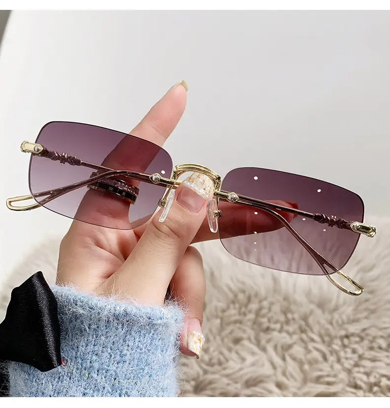Unisex Frameless Sunglasses Red UV400 — feature 1