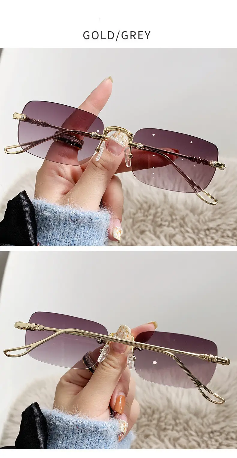 Unisex Frameless Sunglasses Red UV400 — feature 11