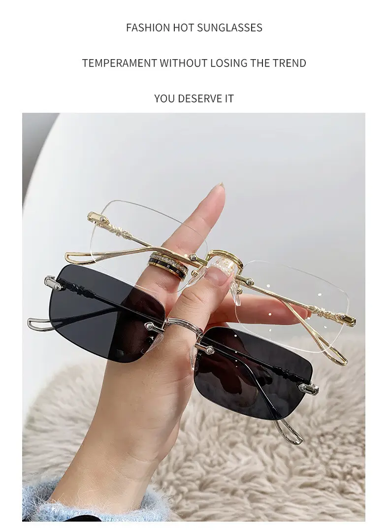 Unisex Frameless Sunglasses Red UV400 — feature 2