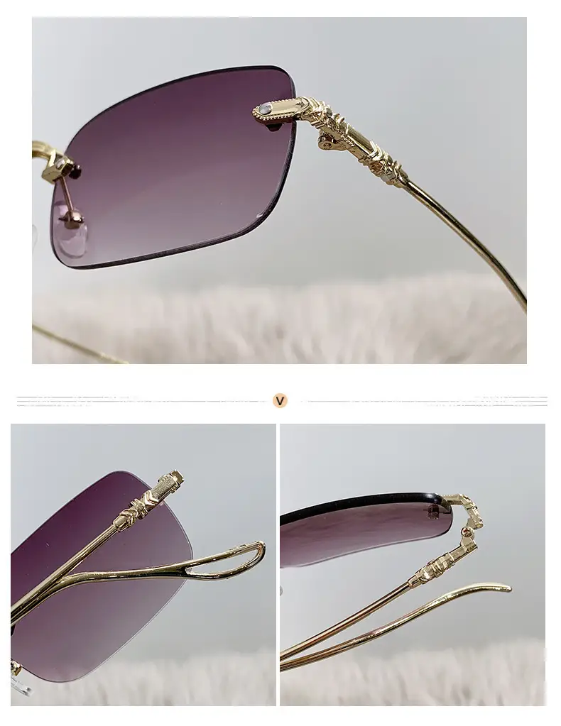 Unisex Frameless Sunglasses Red UV400 — feature 3