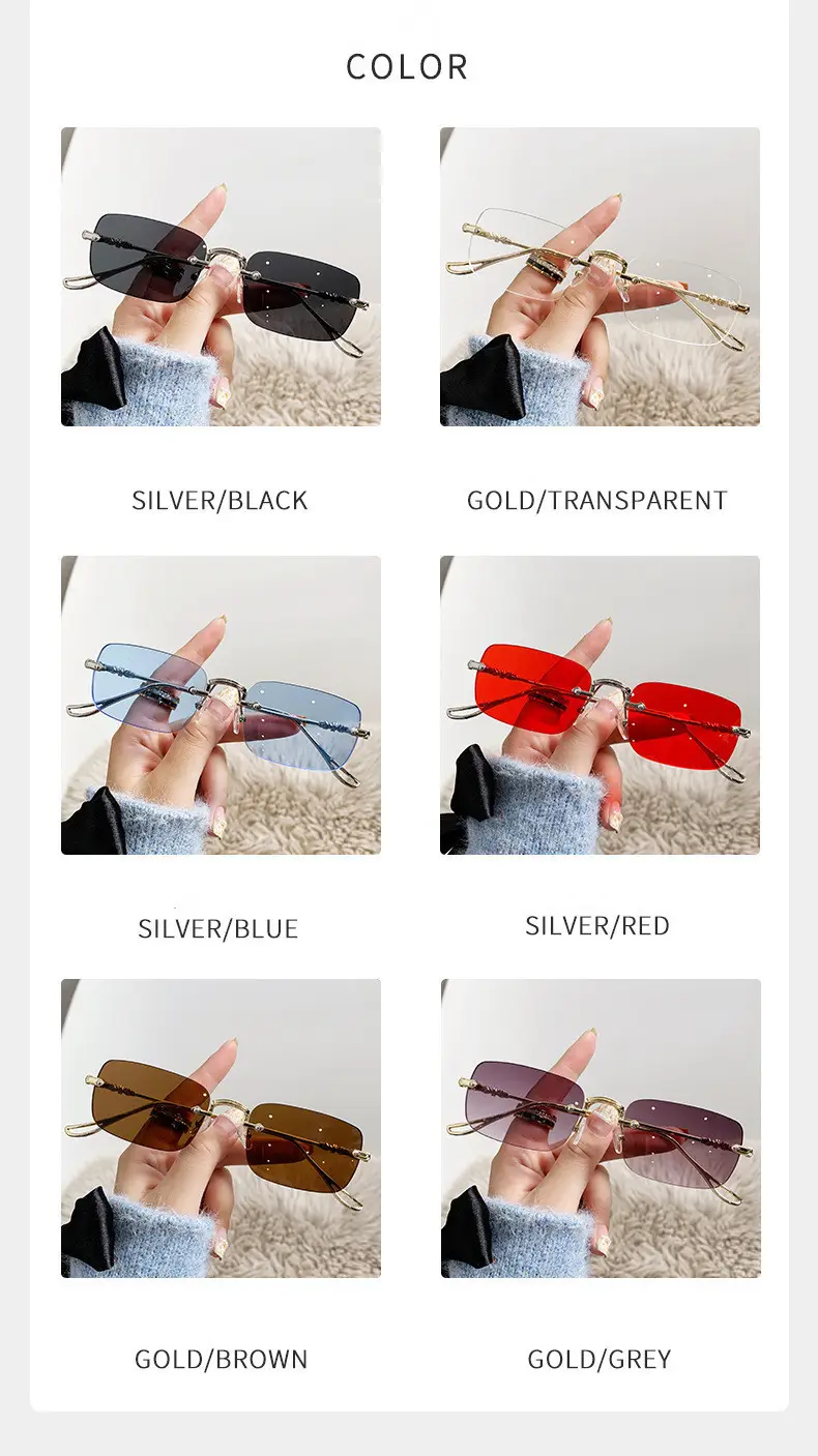 Unisex Frameless Sunglasses Red UV400 — feature 5