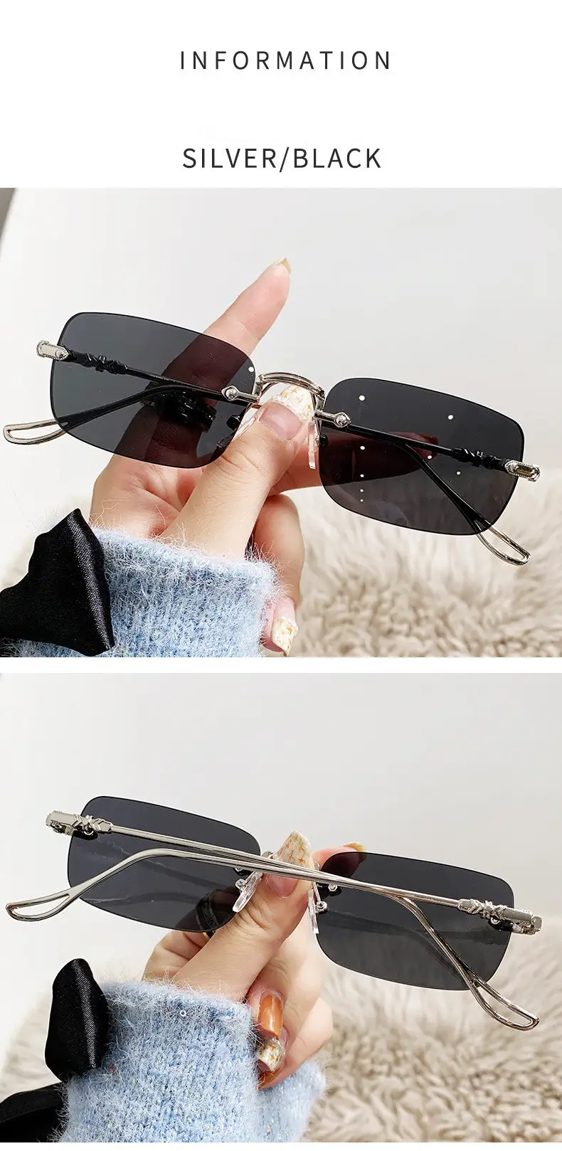 Unisex Frameless Sunglasses Red UV400 — feature 6