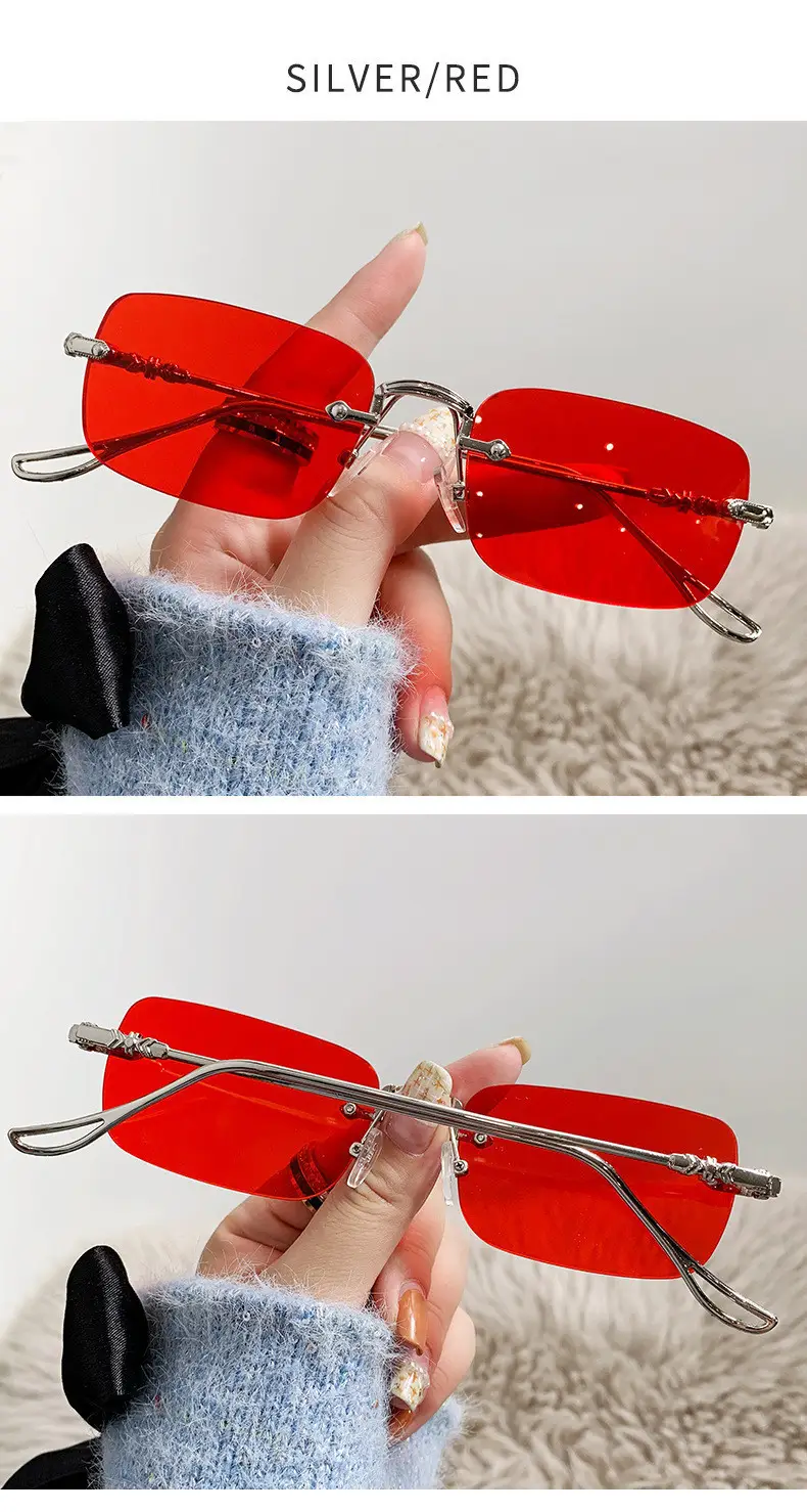 Unisex Frameless Sunglasses Red UV400 — feature 9
