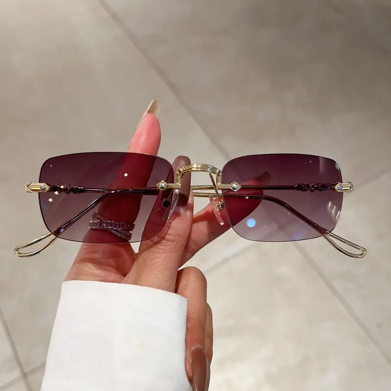 Unisex Frameless Sunglasses Red UV400