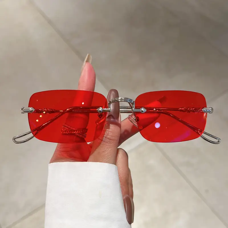 Unisex Frameless Sunglasses Red UV400