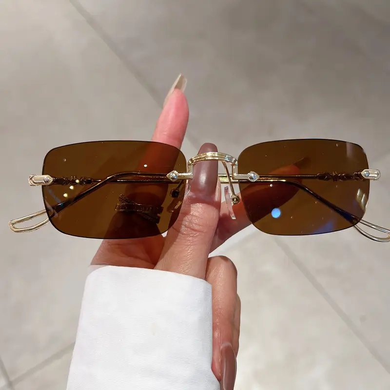 Unisex Frameless Sunglasses Red UV400