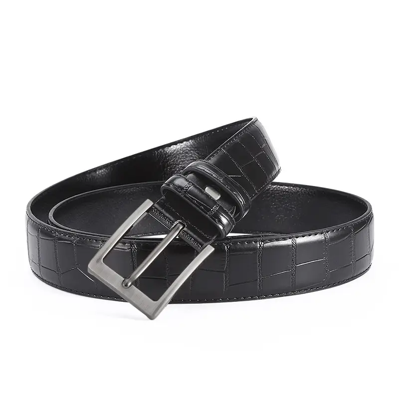 Men's Oxidized Crocodile Belt with Metal Buckle - Image 6