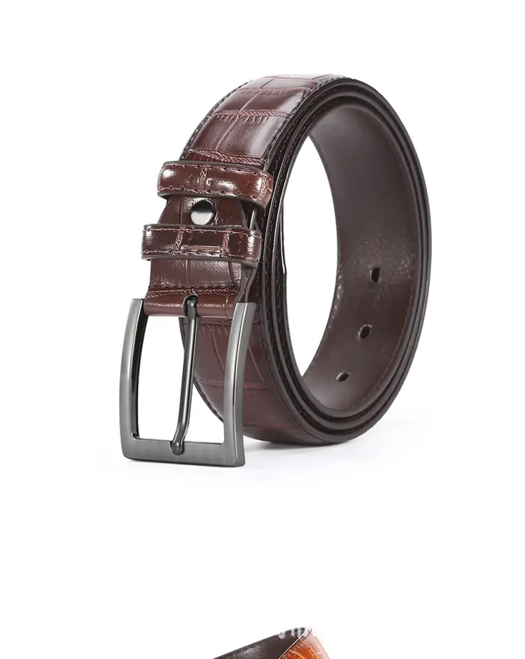 Men's Oxidized Crocodile Belt with Metal Buckle β feature 10
