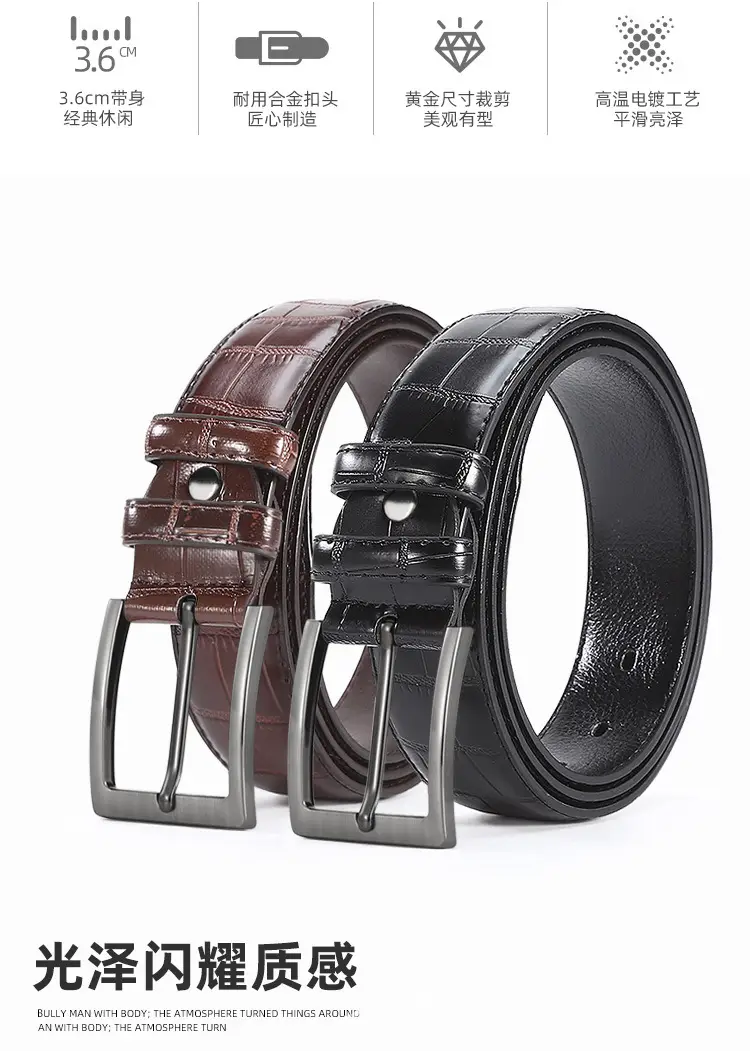 Men's Oxidized Crocodile Belt with Metal Buckle β feature 2
