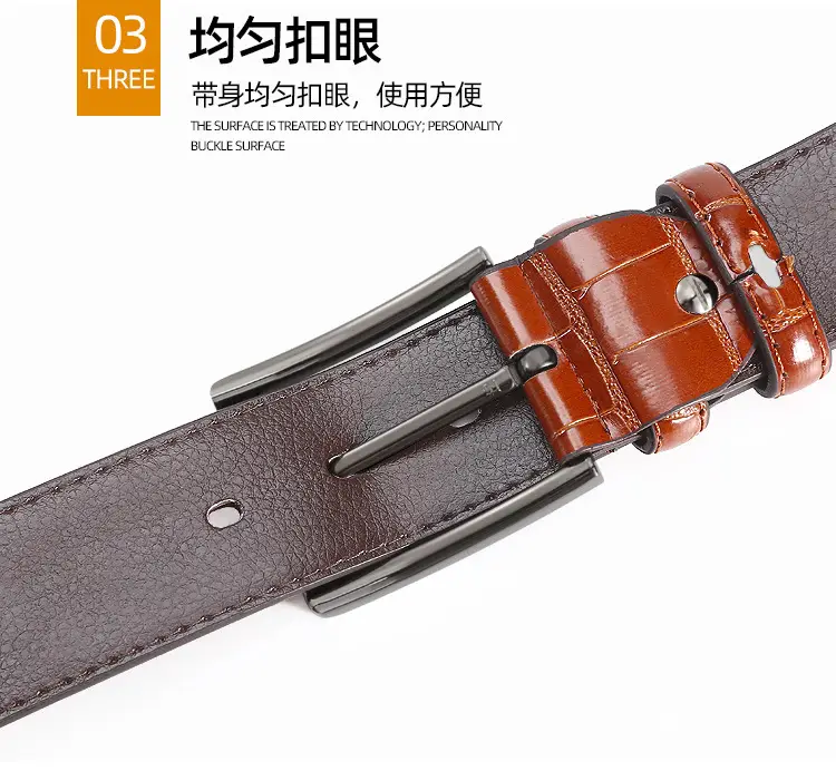Men's Oxidized Crocodile Belt with Metal Buckle β feature 7