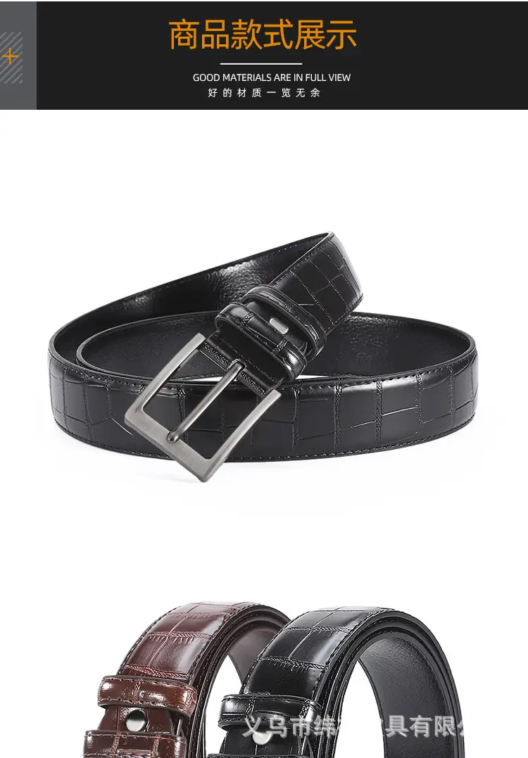 Men's Oxidized Crocodile Belt with Metal Buckle β feature 8