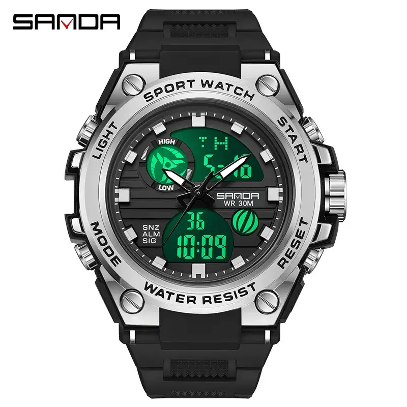 Men's Dual Display Waterproof Sport Watch Black