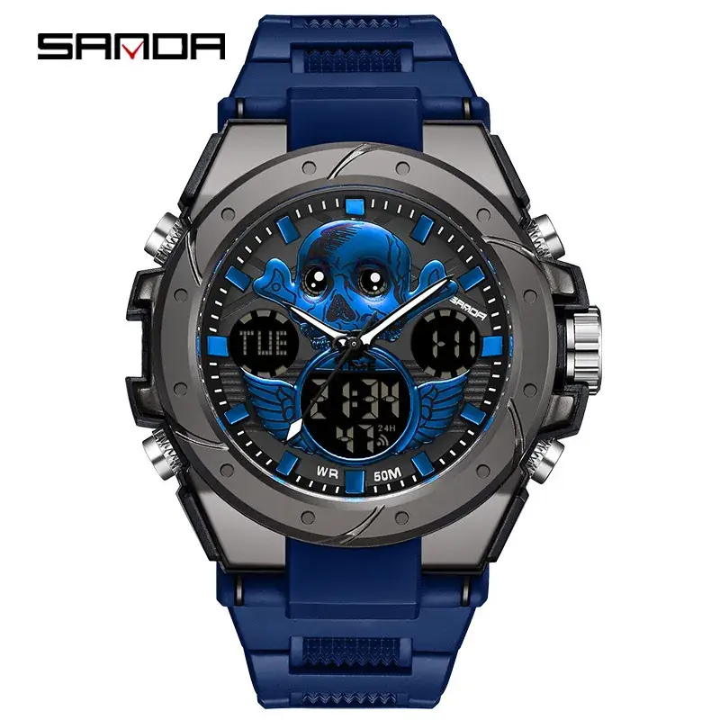 Men's Dual Display Waterproof Sport Watch Black