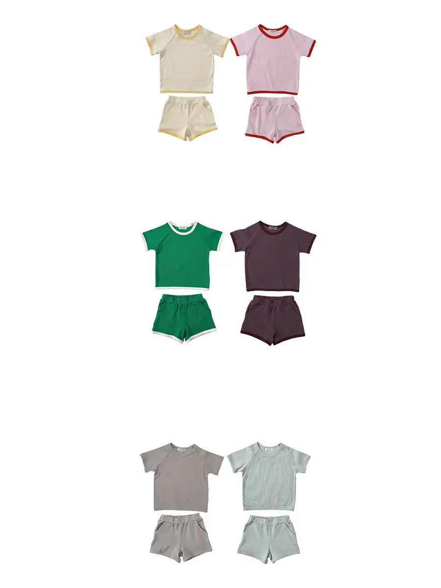 Summer Kids T-Shirt Shorts Set Cream Yellow 2025