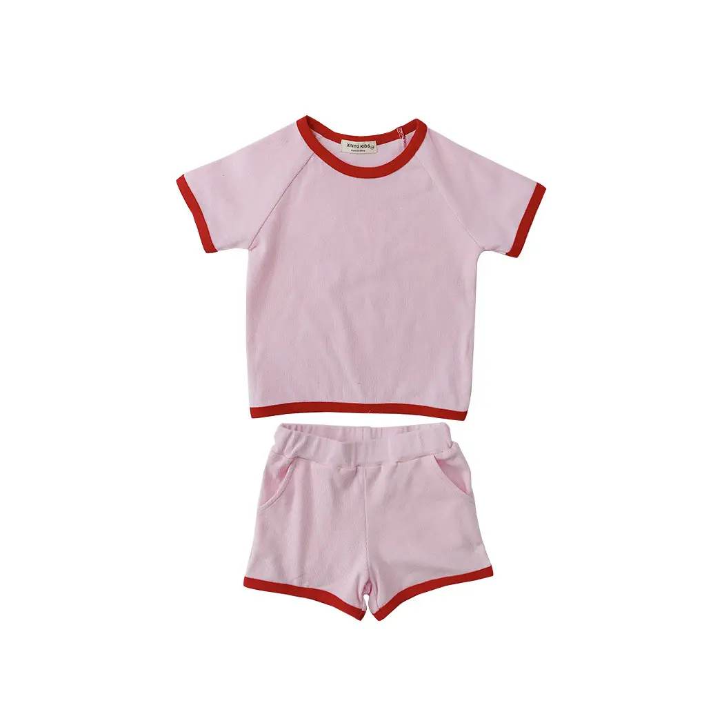 Summer Kids T-Shirt Shorts Set Cream Yellow 2025