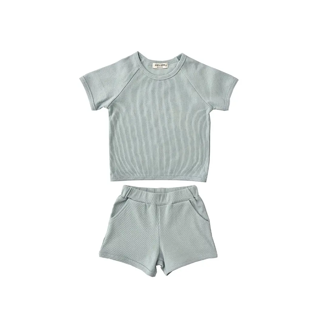 Summer Kids T-Shirt Shorts Set Cream Yellow 2025