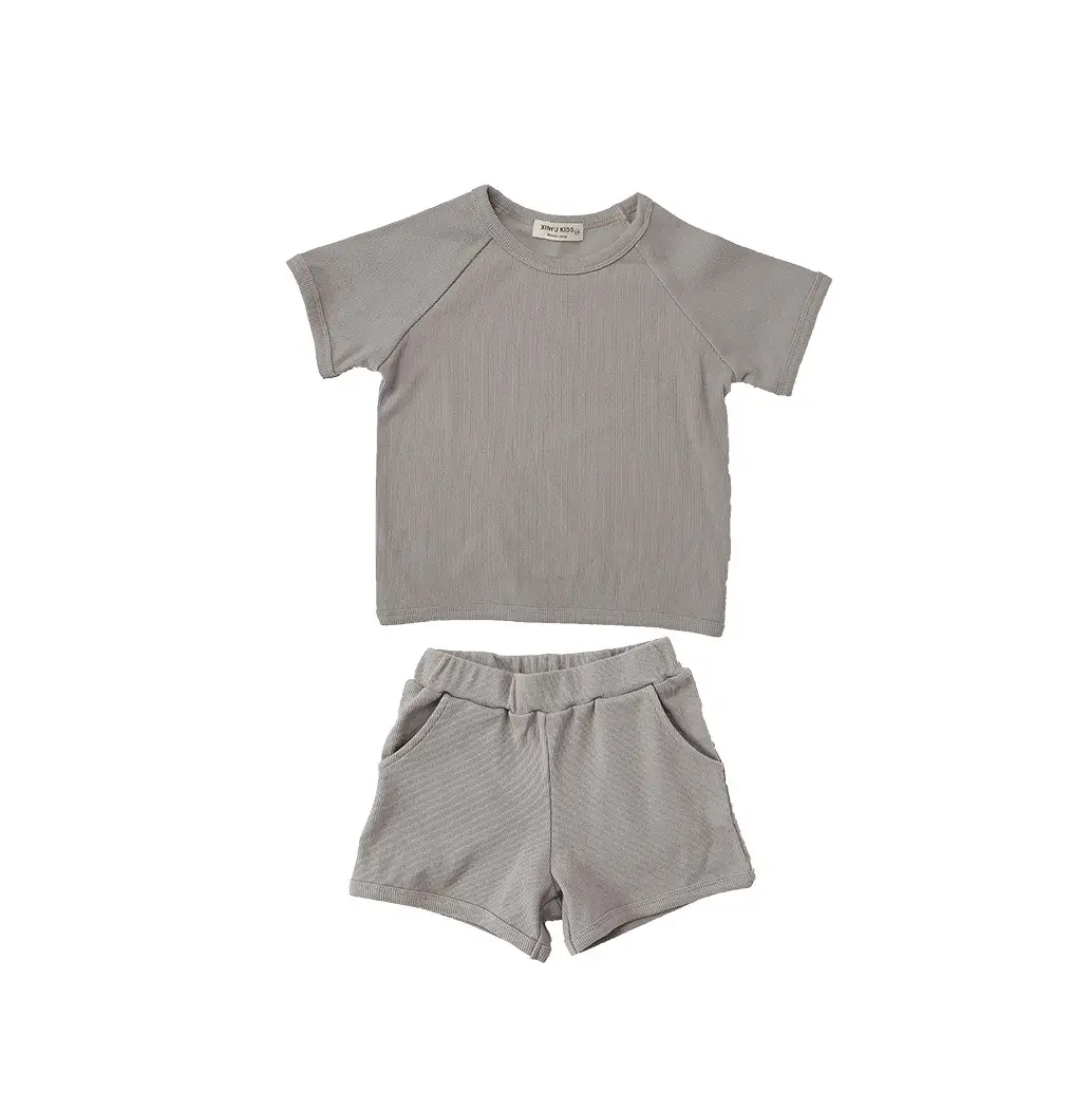 Summer Kids T-Shirt Shorts Set Cream Yellow 2025
