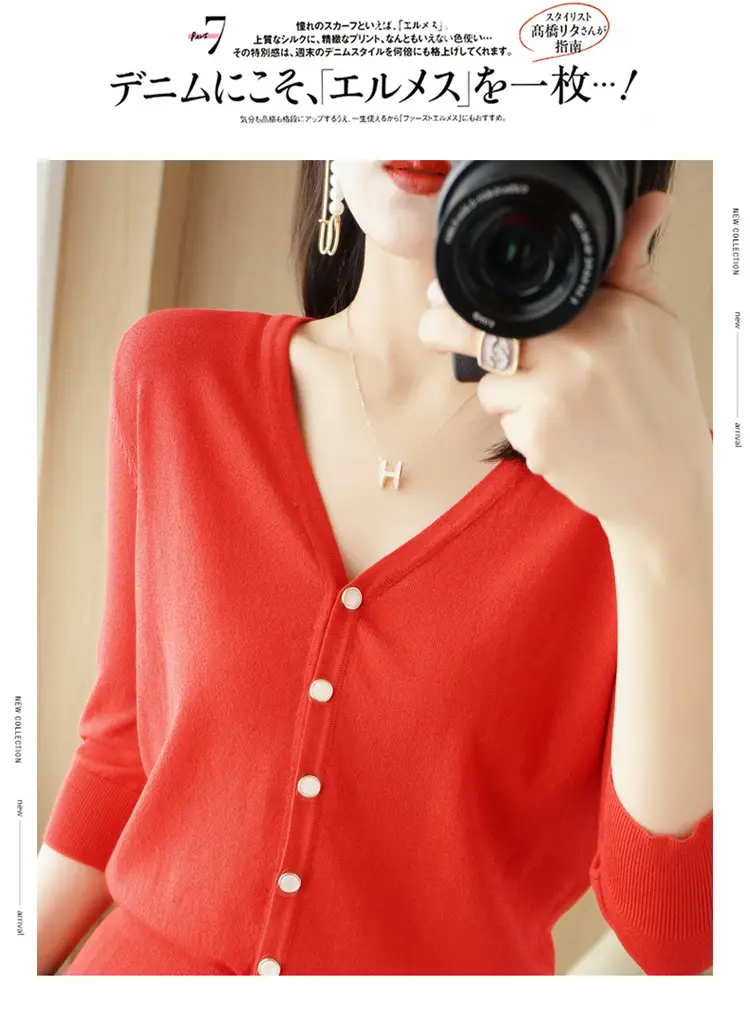Women V-Neck Button Cardigan Ice Silk Sun Protection 2025 — feature 82