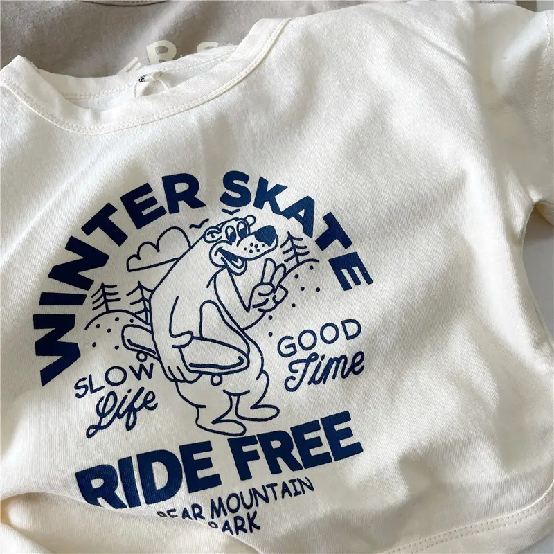 2024 Winter Skate New Kids T-Shirt Cream South Korea - Image 17