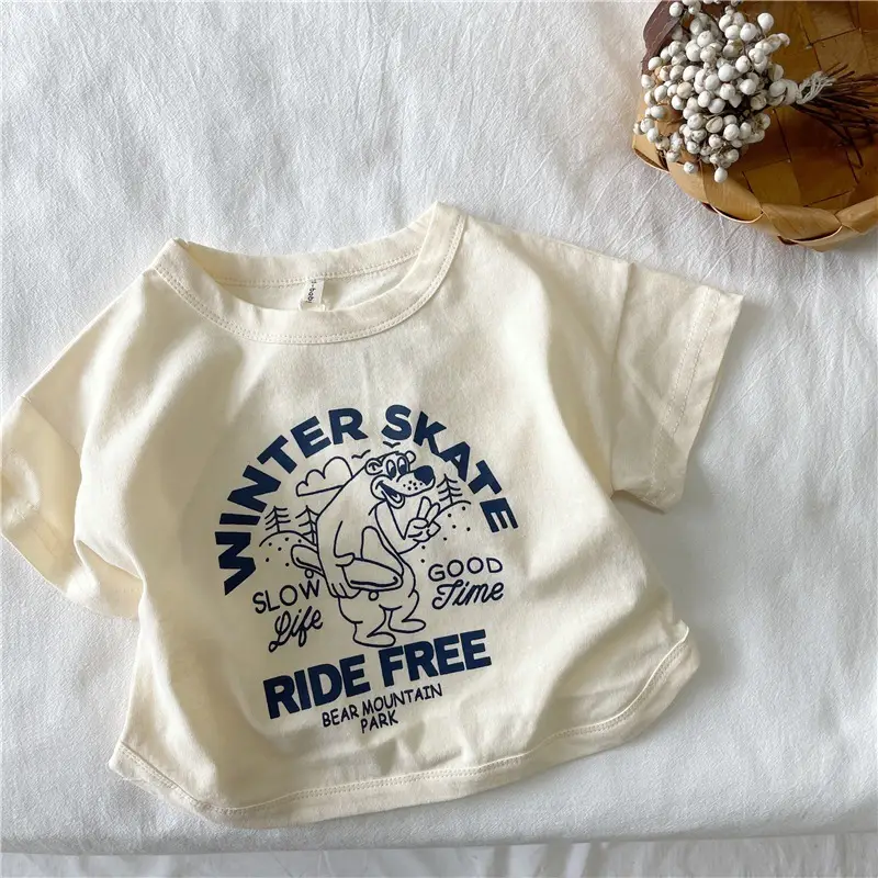 2024 Winter Skate New Kids T-Shirt Cream South Korea - Image 2