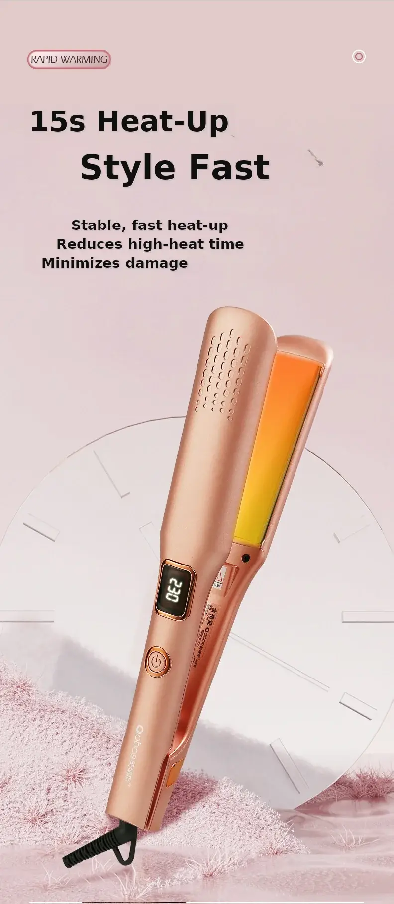 Dual-Use Hair Straightener & Curler Pink 2219 — feature 11