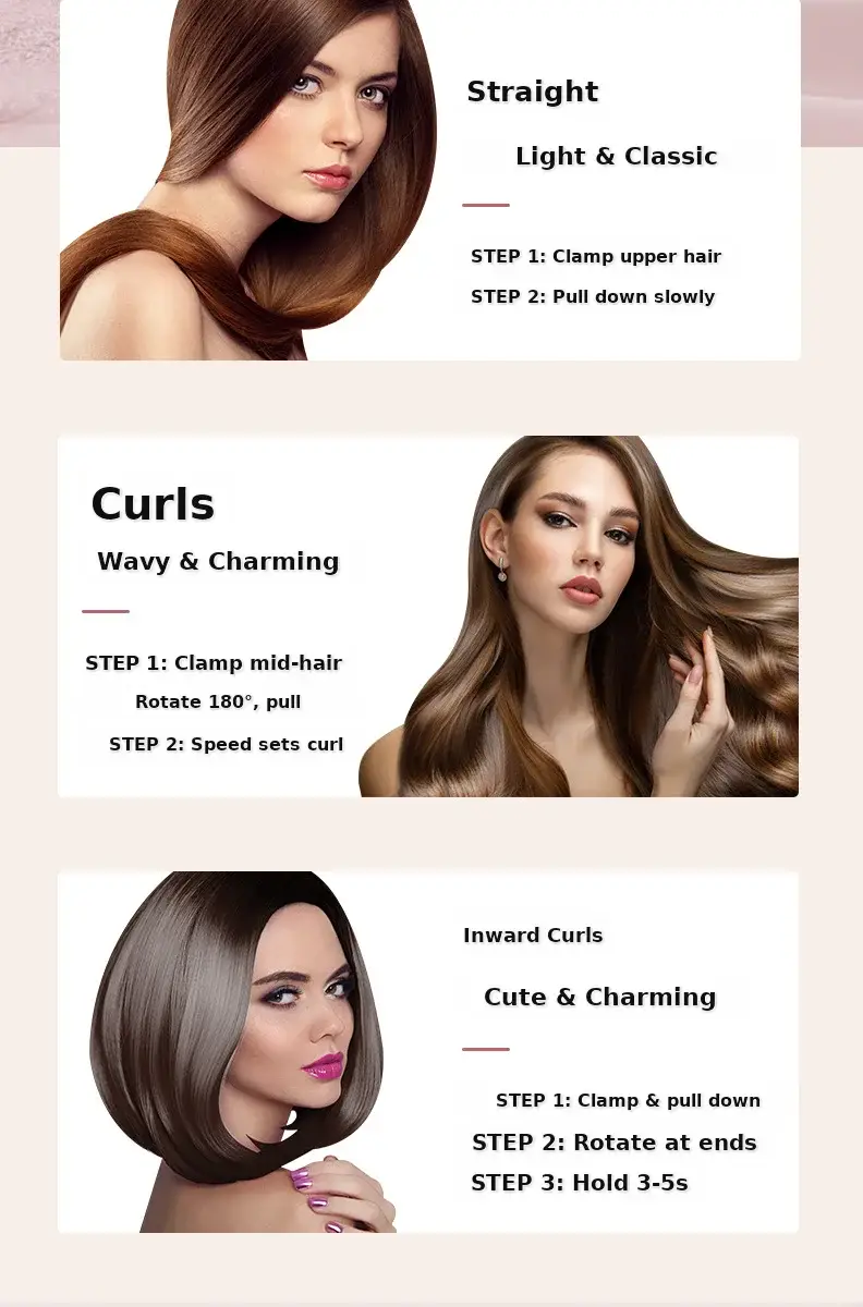 Dual-Use Hair Straightener & Curler Pink 2219 — feature 12