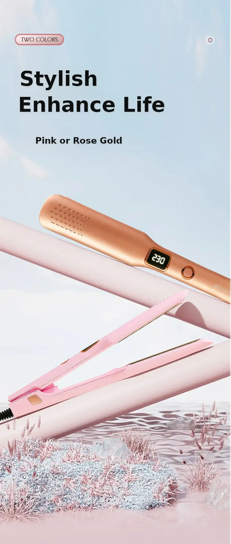Dual-Use Hair Straightener & Curler Pink 2219 — feature 16