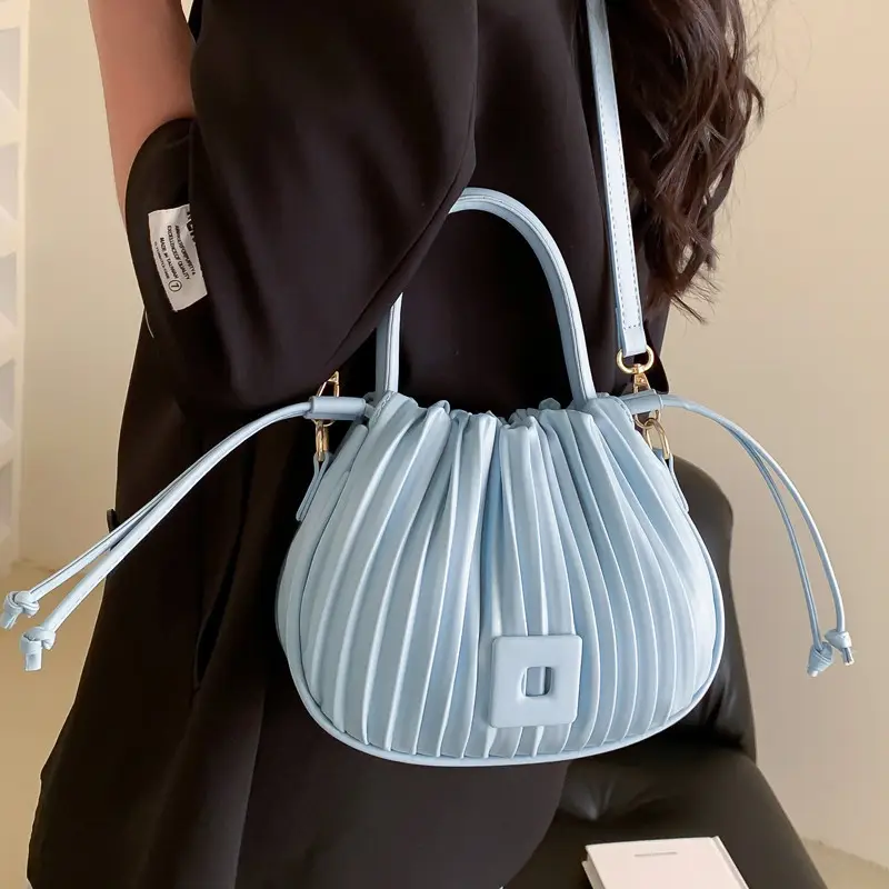 Light Green Pleated Shoulder Bag for Women - Image 12