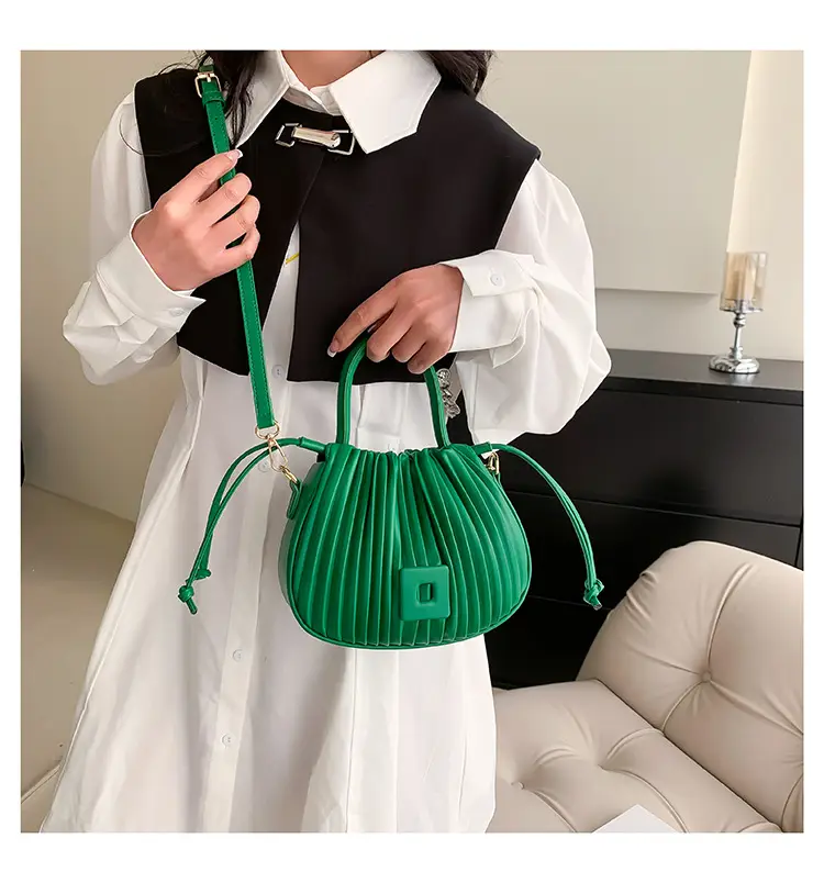 Light Green Pleated Shoulder Bag for Women — feature 23