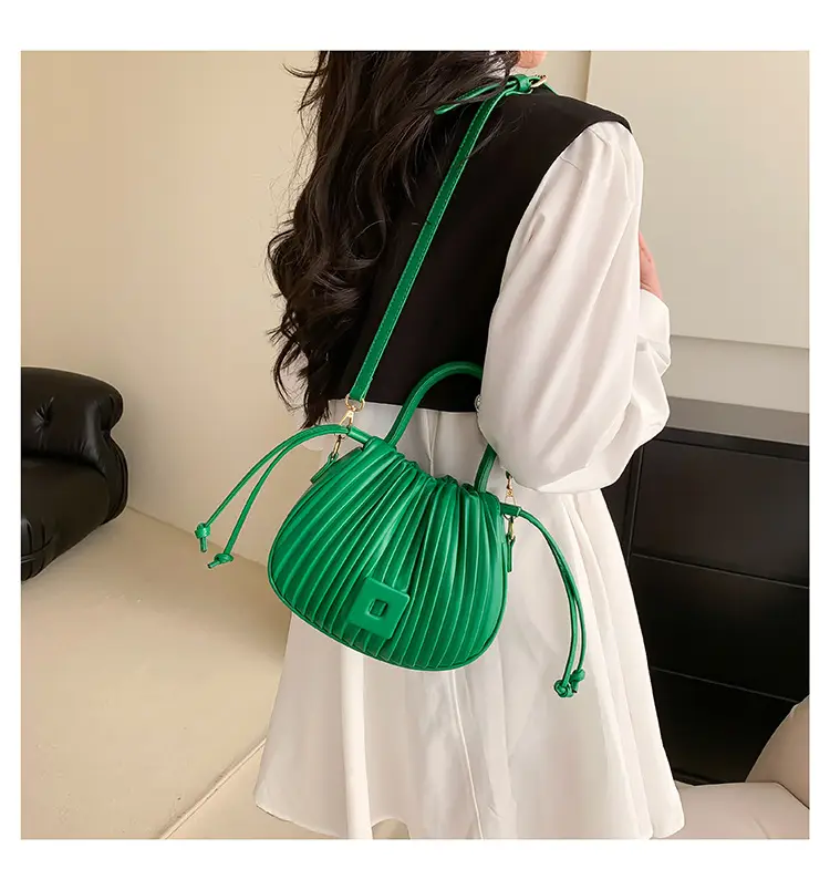 Light Green Pleated Shoulder Bag for Women — feature 24