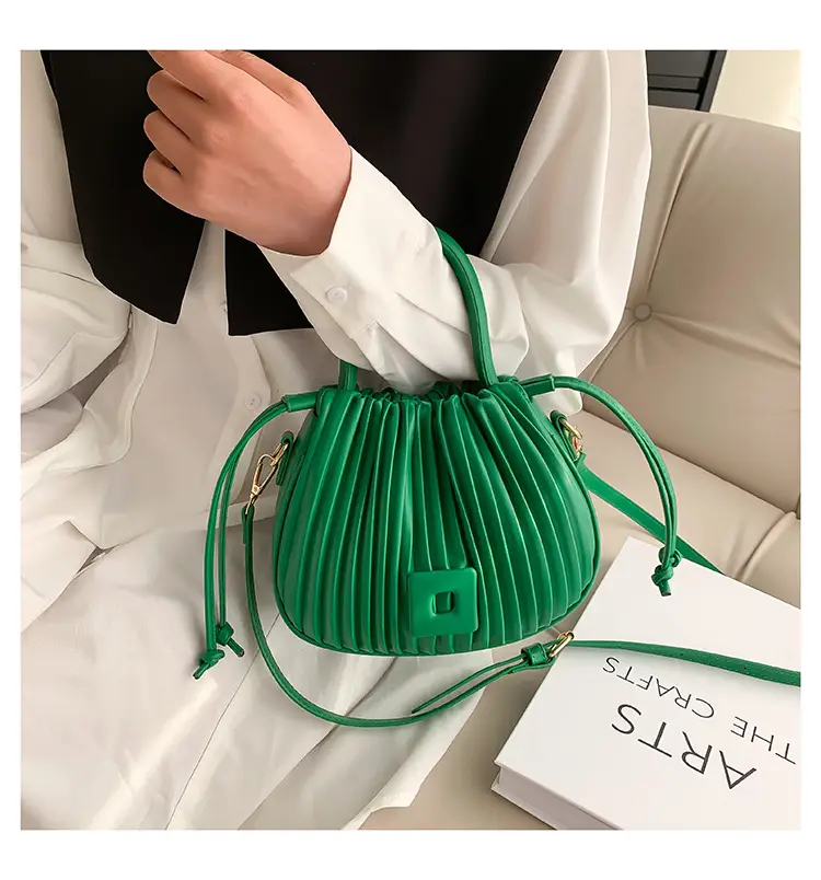 Light Green Pleated Shoulder Bag for Women — feature 25