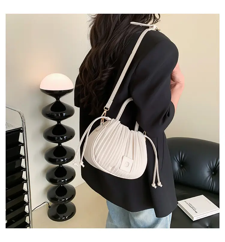 Light Green Pleated Shoulder Bag for Women — feature 31